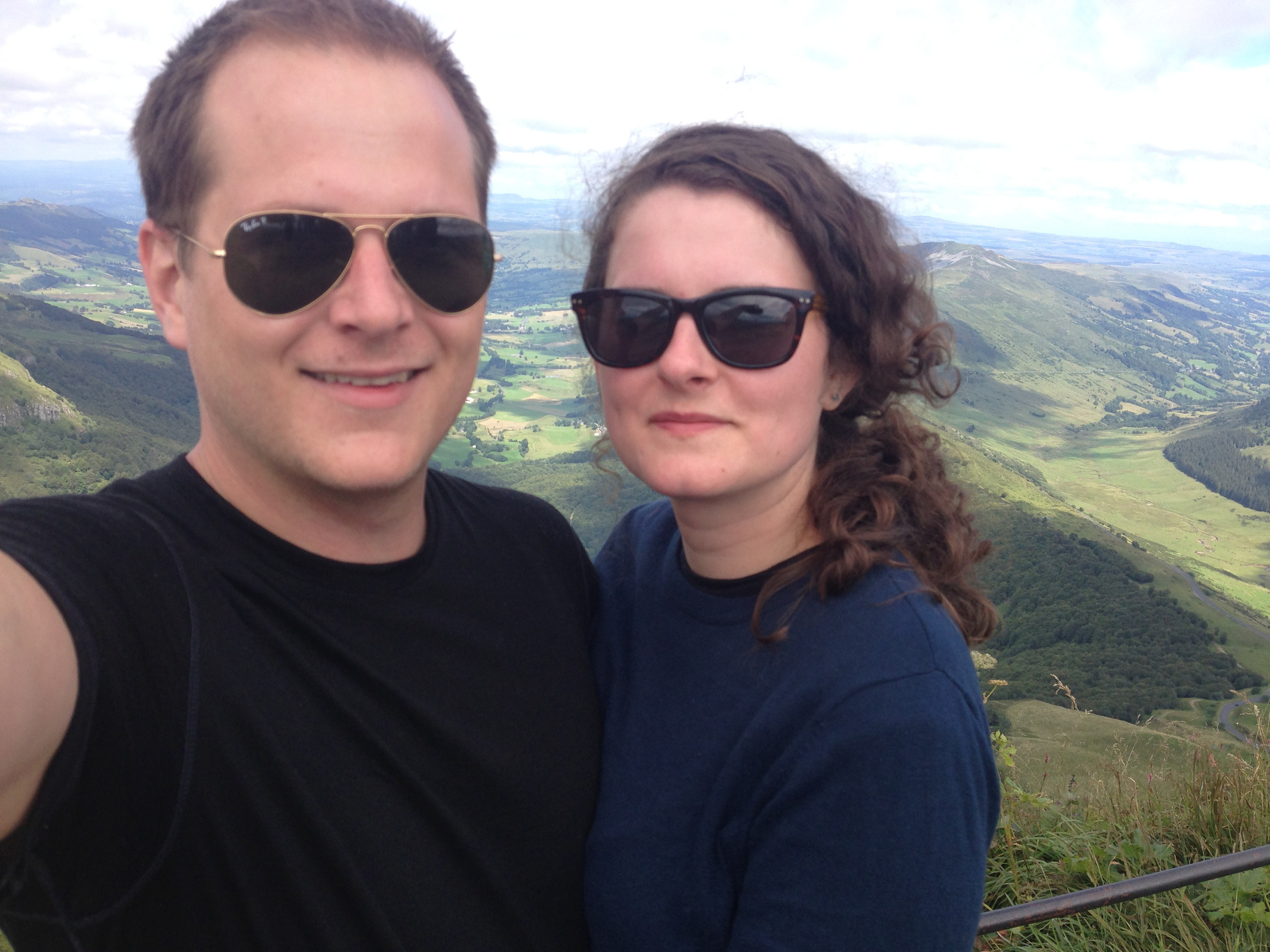 here we are at the top of Puy Mary, the highest peak of the Cantal mountains. you drive up and then walk up a VERTICAL, UNPROTECTED, OPEN SLOPE for 1000 feet to get to the summit. i'm not *super* good with heights, so on the way up i used the word 